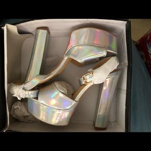 Brand New Silver Metallic Platform Heels